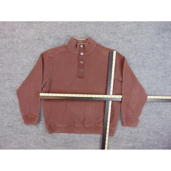 Tommy Bahama Sweatshirt Mens Small Brown Cotton Button Mock Neck Pullover Casual - Picture 4 of 8